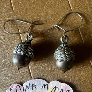 James Avery Retired Acorn Earrings! 925 & Copper